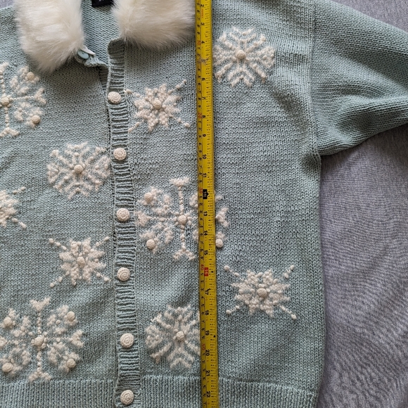 Vintage Teal Snowflake Cardigan - Picture 8 of 8